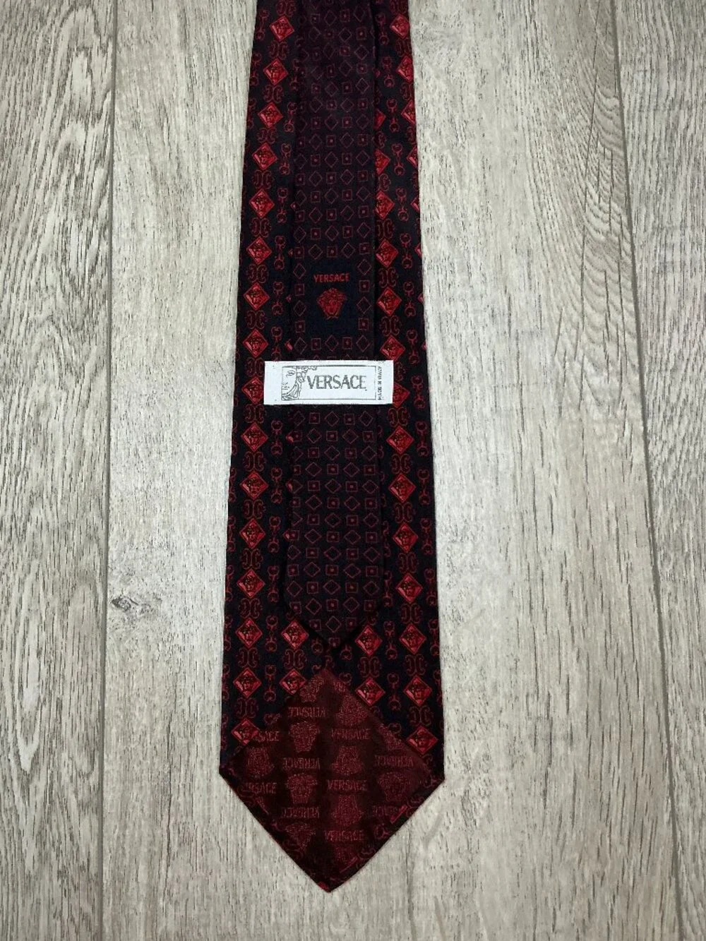 Gianni Versace Tie Black Red Silk Designer Necktie